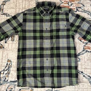KAVU Men's checkered green button up
